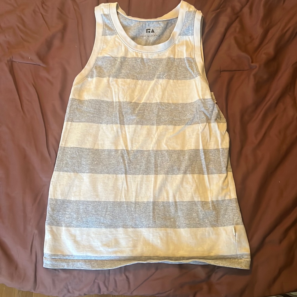 Mens Gray Striped Tank Top